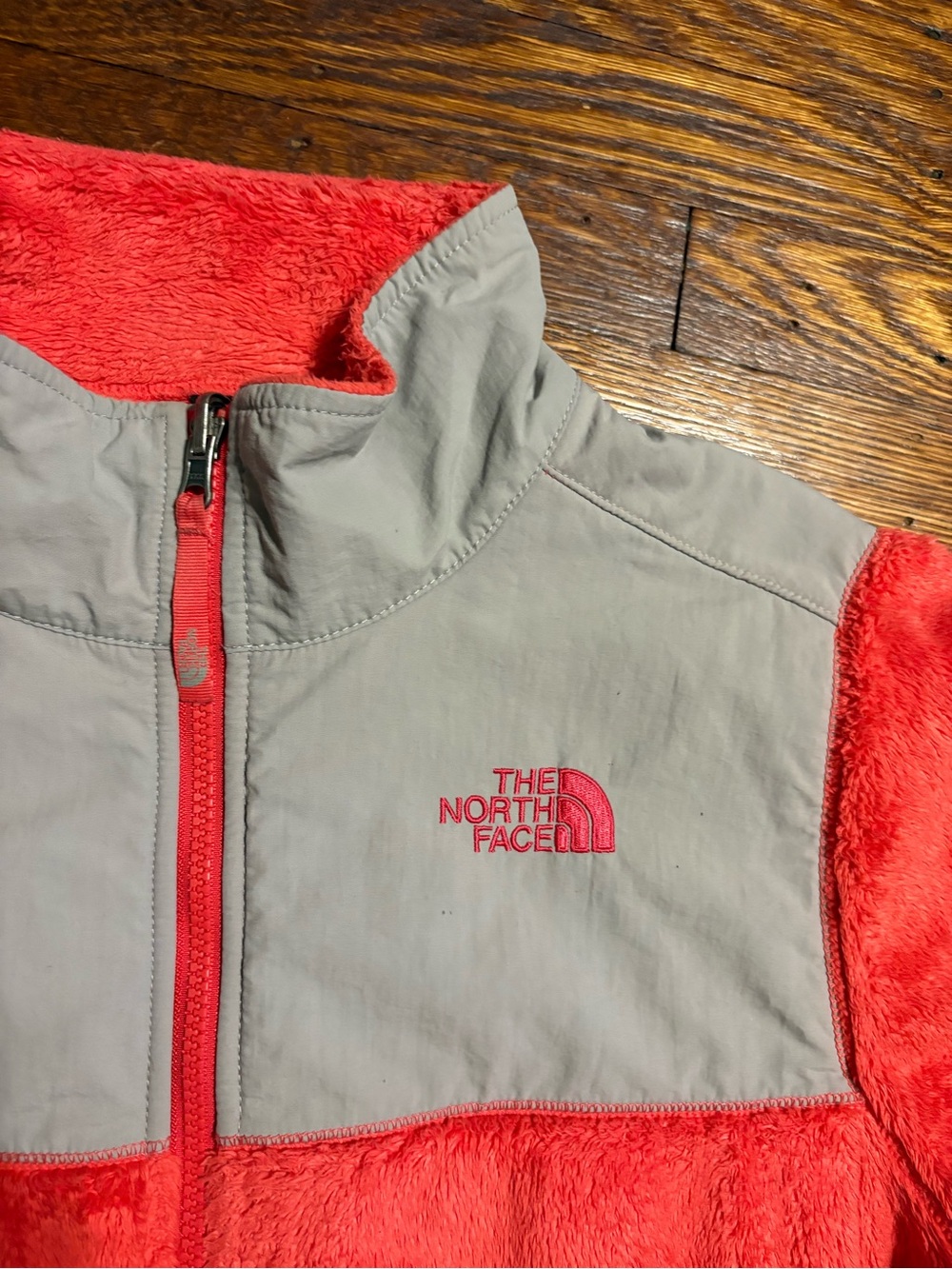 The North Face Coral-Gray Fleece Zip Jacket